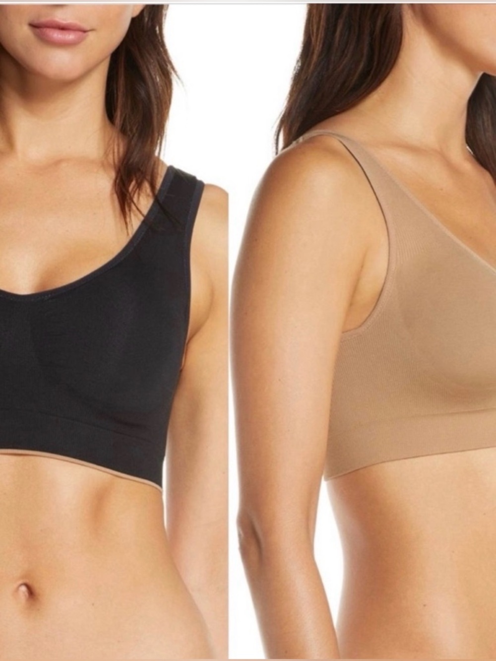 SPANX BREASTS OF BOTH WORLDS REVERSIBLE COMFORT TANK BRA Black/Barely SZ S NWT